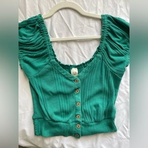 We The Free Teal Crop Top